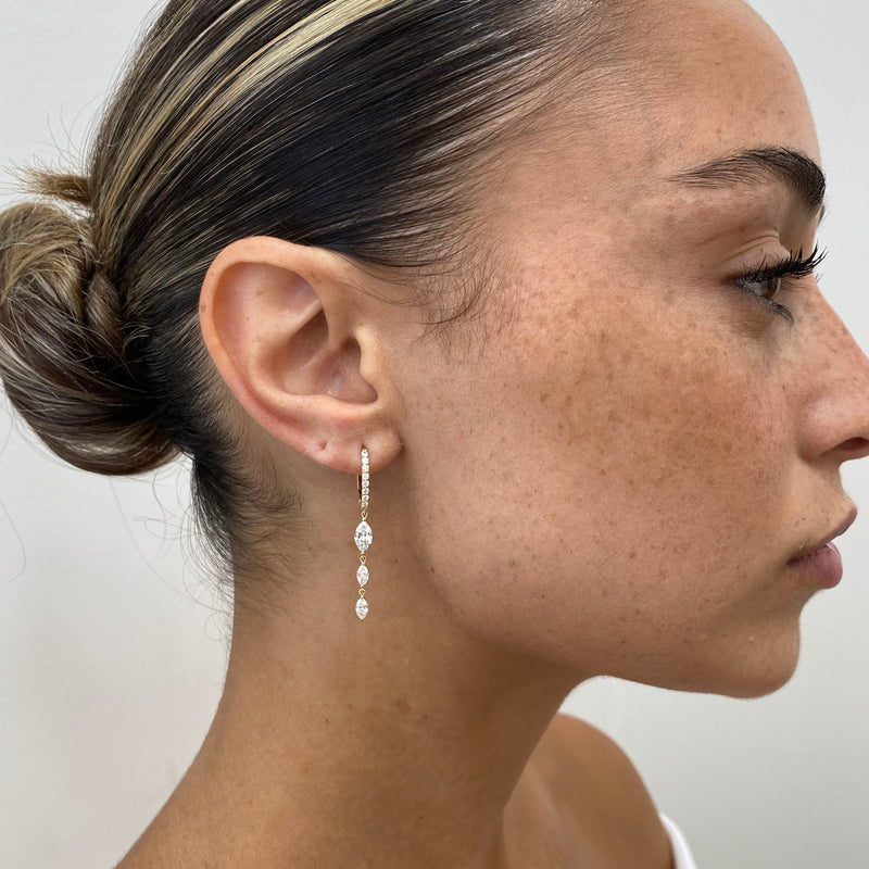 Diamond Drop Earrings 1.47 ct Yellow Gold