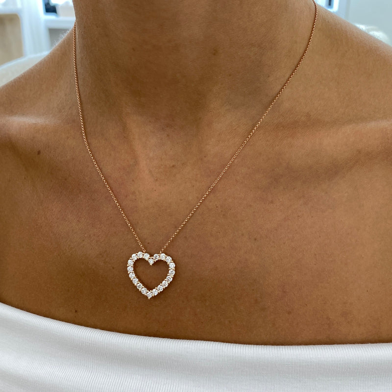Diamond Pendant Necklace 1.4 ct Rose Gold