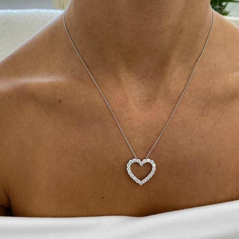 Diamond Pendant Necklace 1.47 Carat White Gold 14K