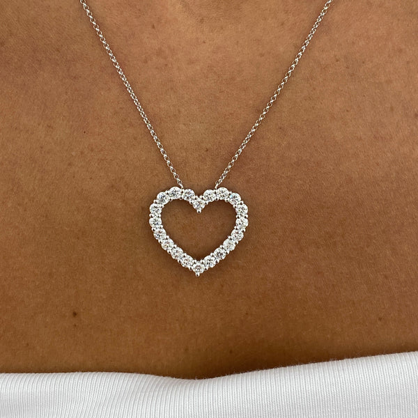 Diamond Pendant Necklace 1.47 Carat White Gold 14K