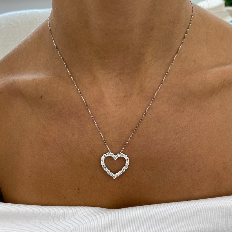 Diamond Pendant Necklace 1.47 Carat White Gold 14K