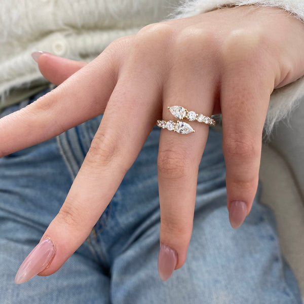 Diamond Wrap Ring 1.65 Carat Yellow Gold 14K