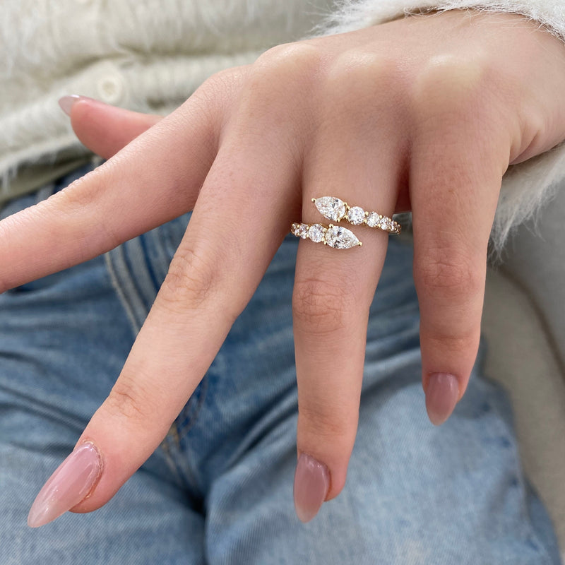 Diamond Wrap Ring 1.65 Carat Yellow Gold 14K