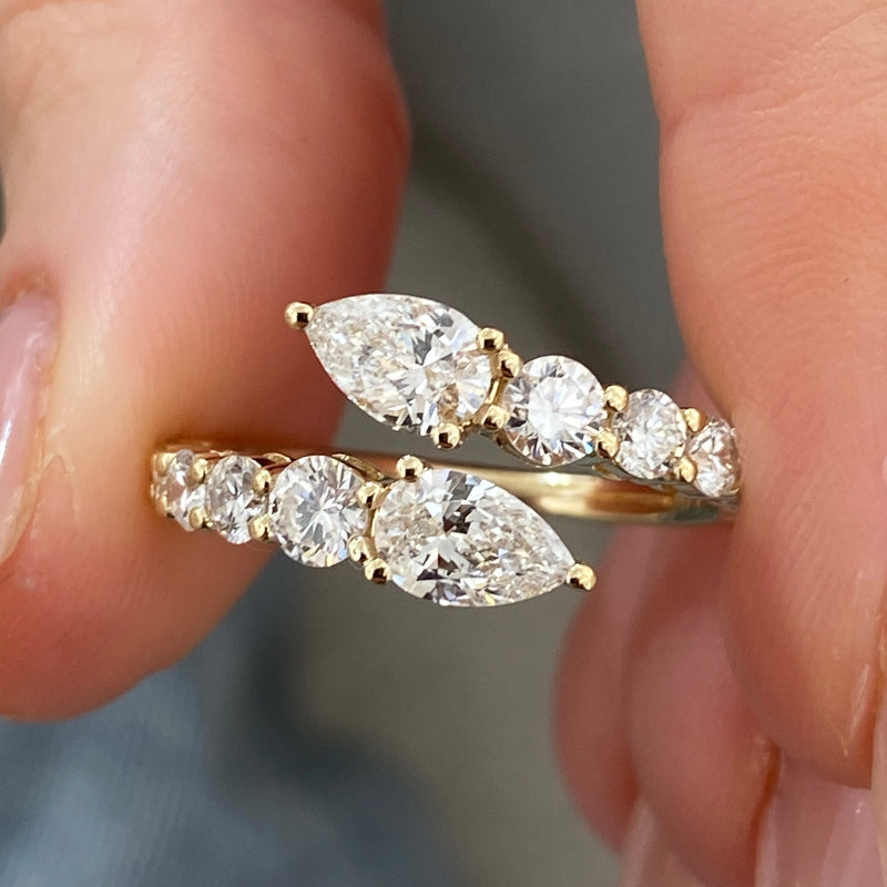 Diamond Wrap Ring 1.65 Carat Yellow Gold 14K