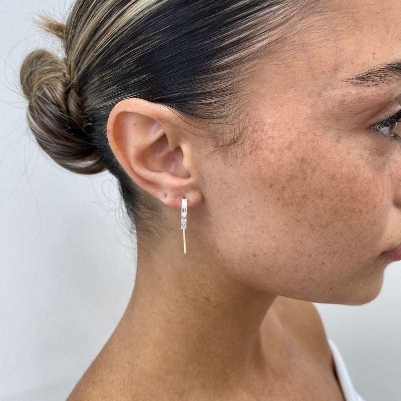 Diamond Threader Earrings 0.96 ct Yellow Gold