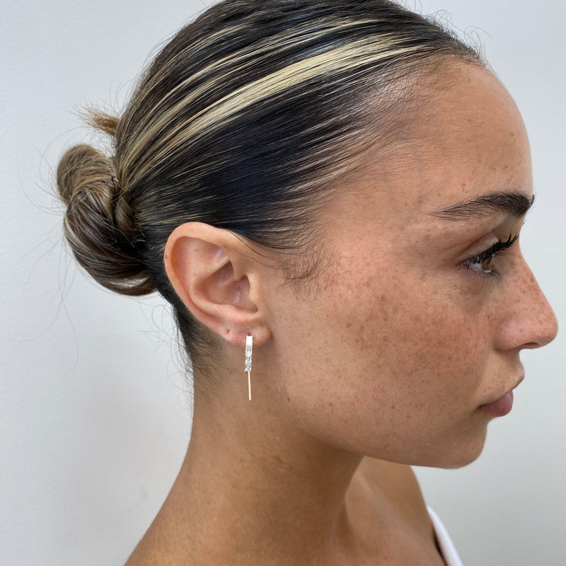 Diamond Threader Earrings 0.96 ct Yellow Gold