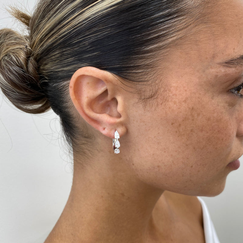 Diamond Hoop Earrings 1.49 ct White Gold