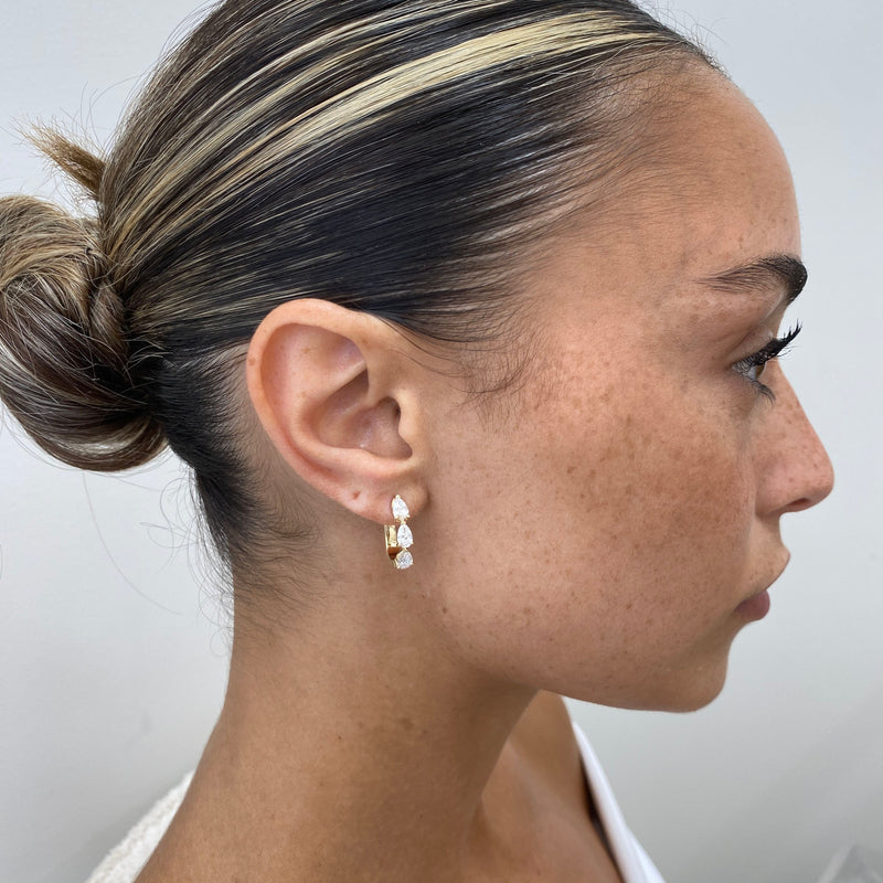 Diamond Hoop Earrings 1.47 ct Yellow Gold