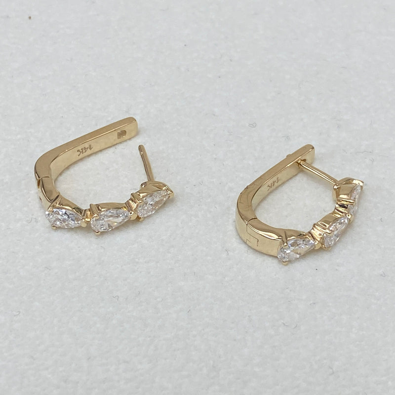Diamond Hoop Earrings 1.47 ct Yellow Gold