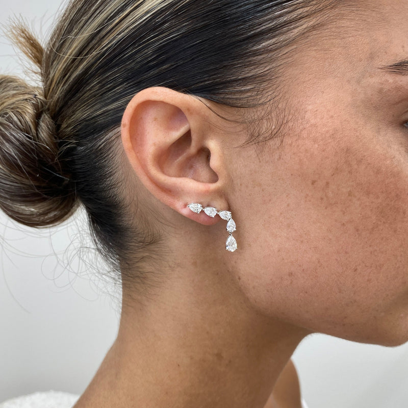 Diamond Drop Earrings 2.7 ct White Gold