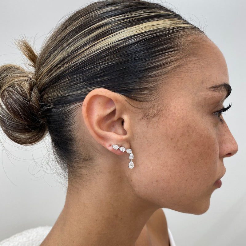 Diamond Drop Earrings 2.7 ct White Gold