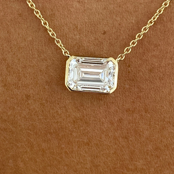 Diamond Pendant Necklace 2 ct Yellow Gold