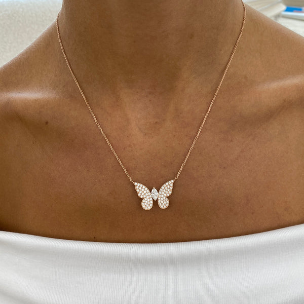 Diamond Pendant Necklace 1.31 Carat Rose Gold 14K