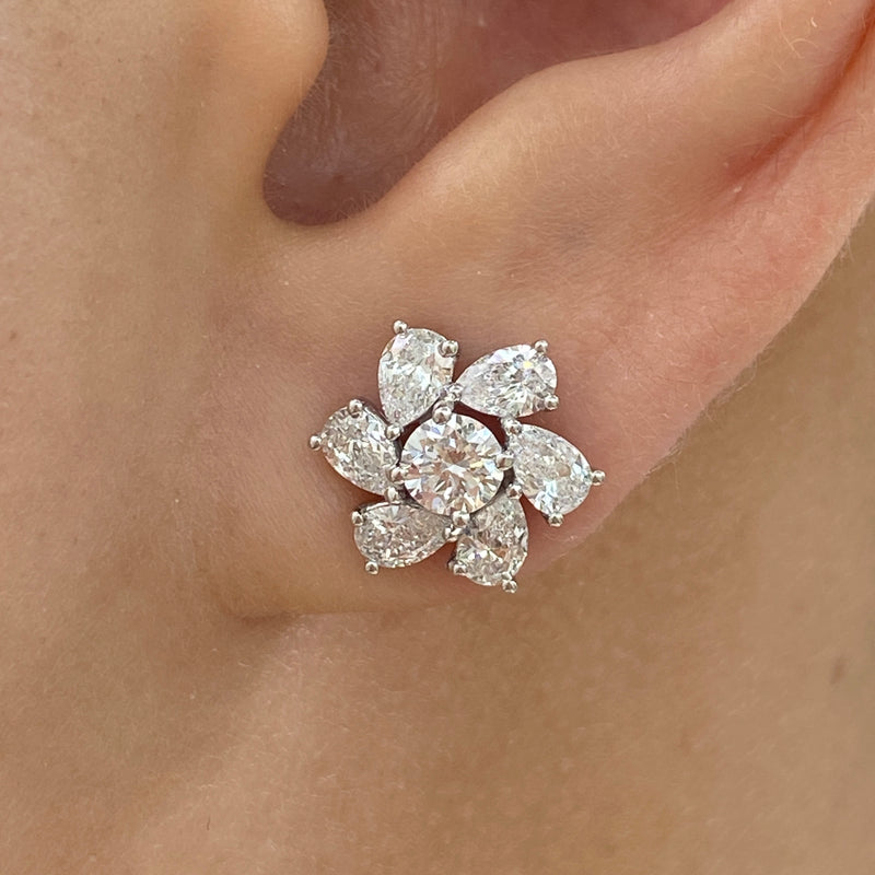 Diamond Stud Earrings 1.9 ct White Gold