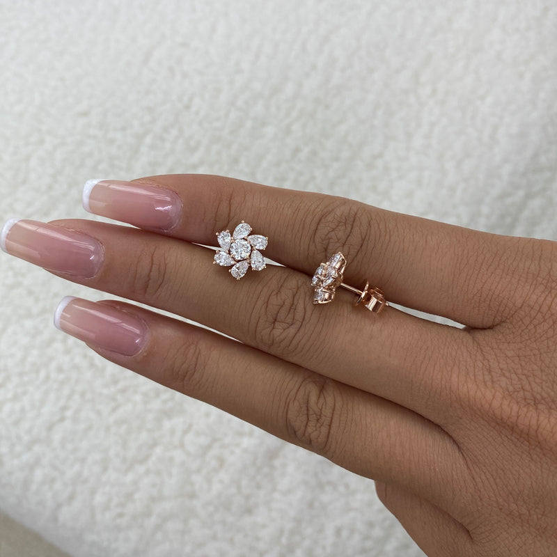 Diamond Stud Earrings 2 ct Rose Gold