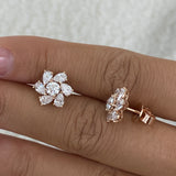 Diamond Stud Earrings 2 ct Rose Gold