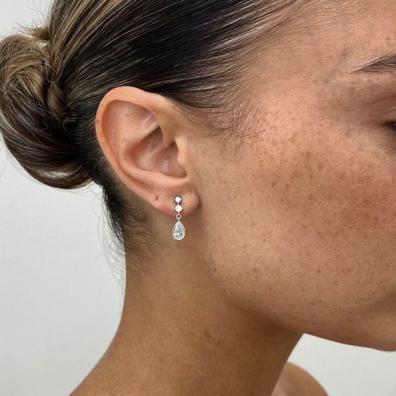 Diamond Drop Earrings 1.39 ct White Gold