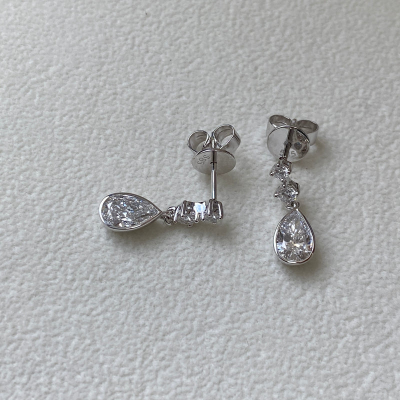 Diamond Drop Earrings 1.39 ct White Gold