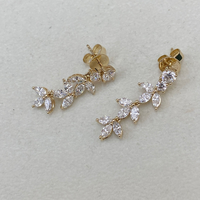 Diamond Drop Earrings 2.19 ct Yellow Gold