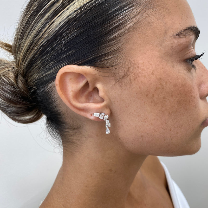 Diamond Drop Earrings 2.7 ct White Gold