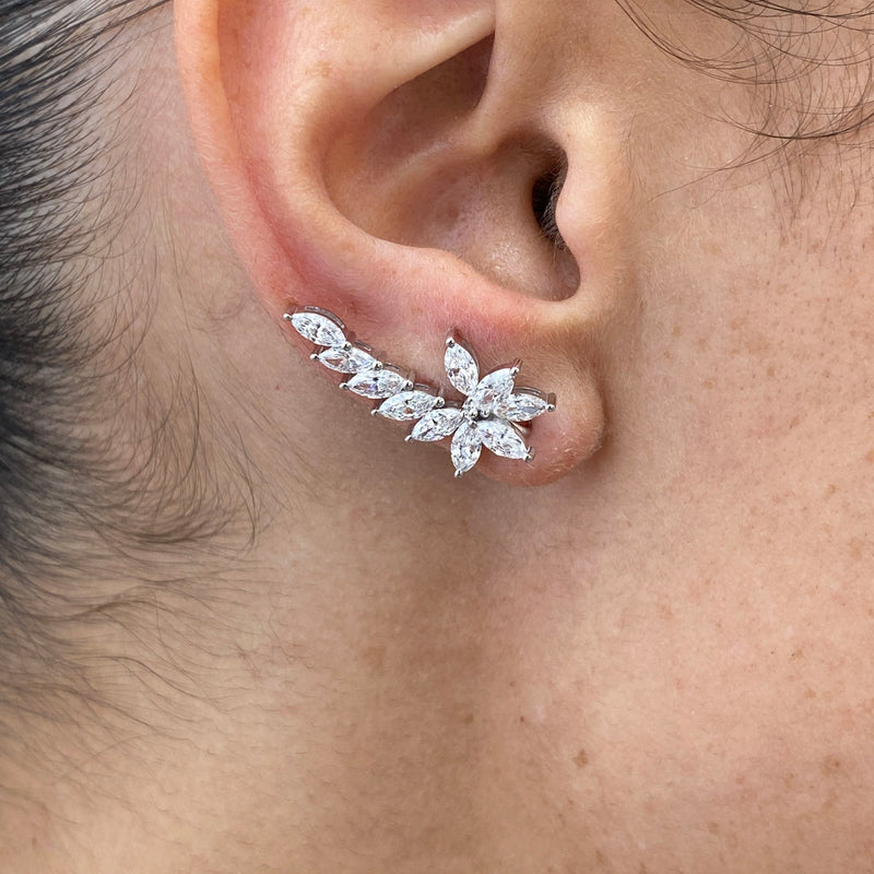 Diamond Climber Earrings 2.33 ct White Gold