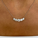 Diamond Chain Pendant 3.04 Carat White Gold 14K