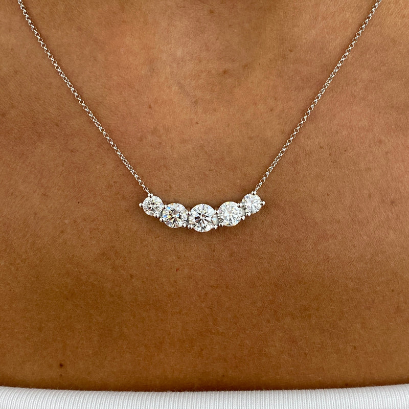 Diamond Chain Pendant 3.04 Carat White Gold 14K