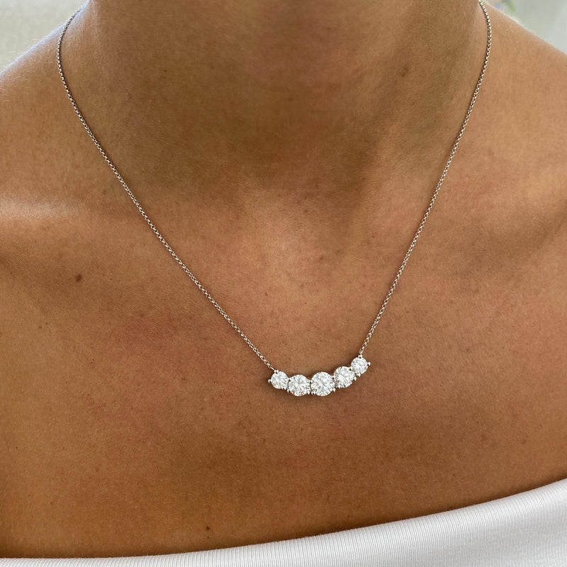 Diamond Chain Pendant 3.04 Carat White Gold 14K