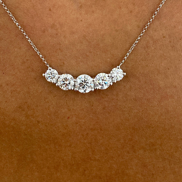 Diamond Chain Pendant 3.04 Carat White Gold 14K