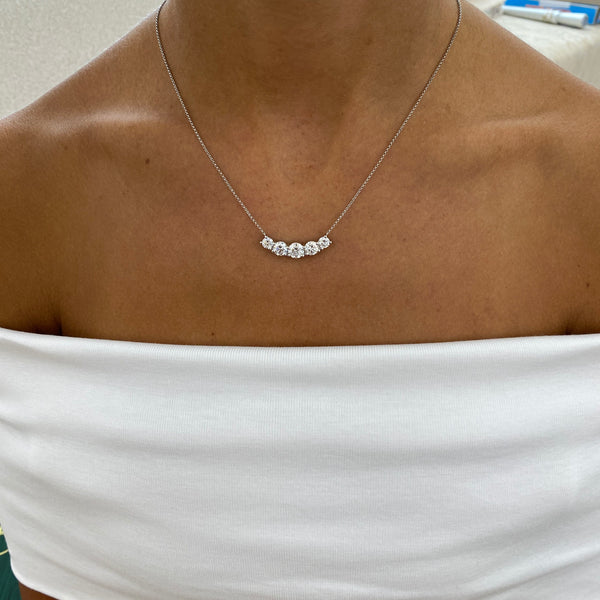 Diamond Chain Pendant 3.04 Carat White Gold 14K