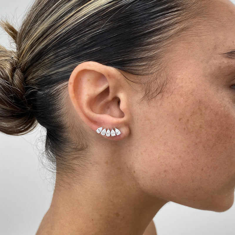Diamond Climber Earrings 1.49 ct White Gold