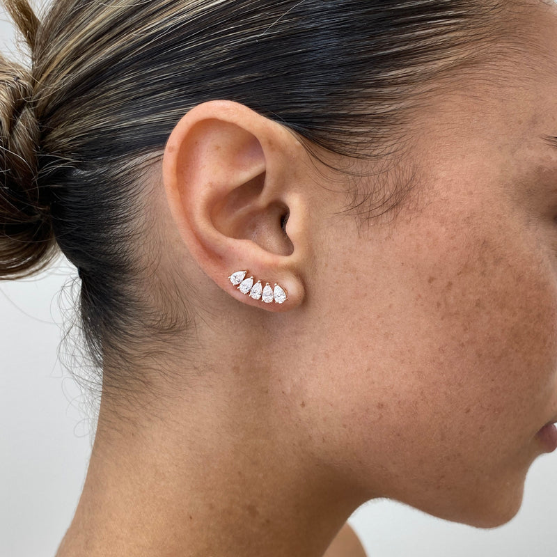 Diamond Climber Earrings 1.57 ct Rose Gold