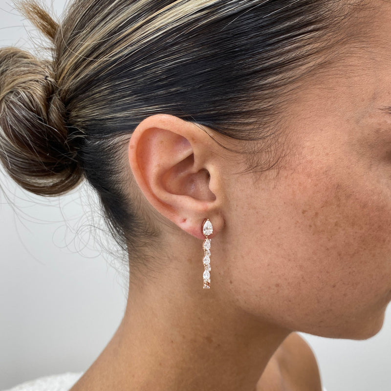 Diamond Dangle Earrings 2.80 ct Rose Gold