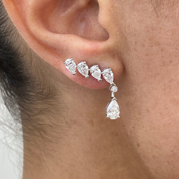 Diamond Drop Earrings 2.68 ct White Gold
