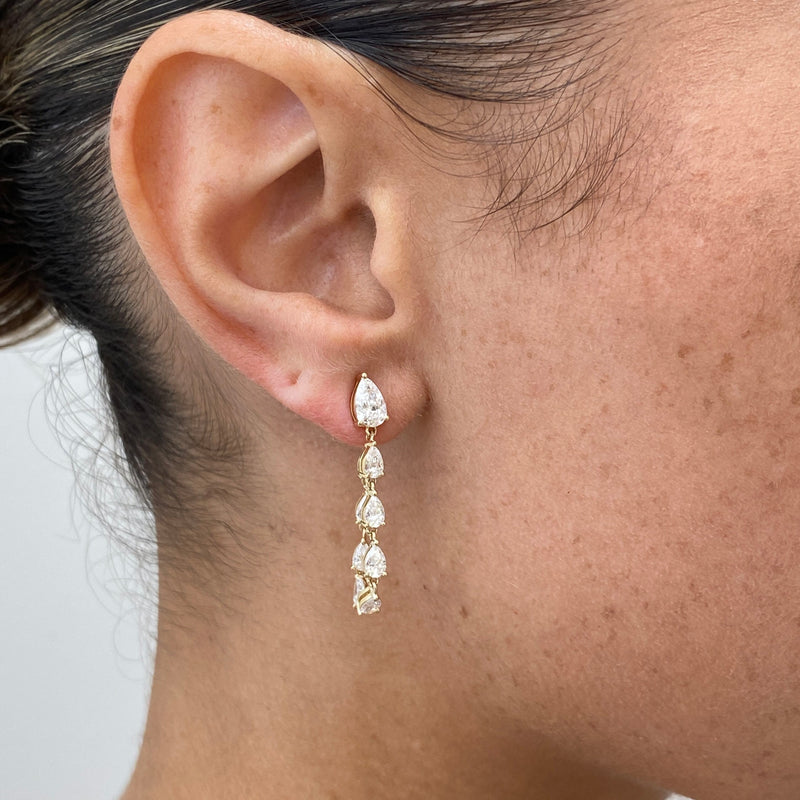 Diamond Dangle Earrings 2.60 ct Yellow Gold