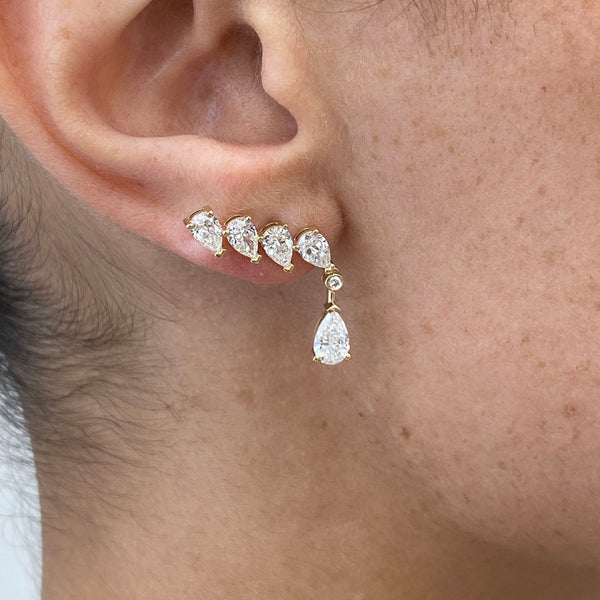 Diamond Drop Earrings 2.62 ct Yellow Gold