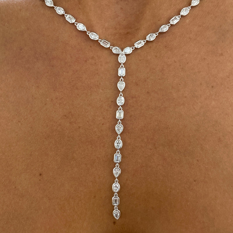 Diamond Lariat Necklace 8.5 ct White Gold