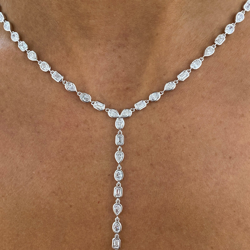 Diamond Lariat Necklace 8.56 ct White Gold