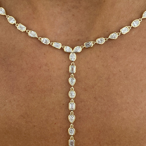 Diamond Lariat Necklace 8.56 ct Yellow Gold
