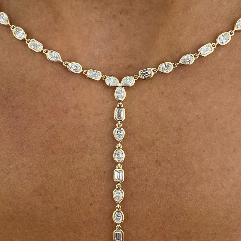 Diamond Lariat Necklace 8.56 ct Yellow Gold