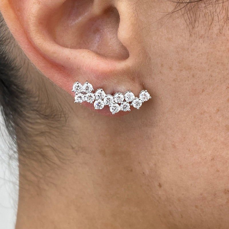 Diamond Climber Earrings 1.98 ct White Gold
