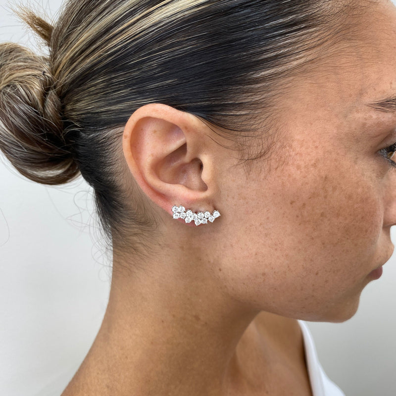 Diamond Climber Earrings 1.9 ct White Gold