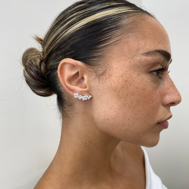 Diamond Climber Earrings 1.9 ct White Gold