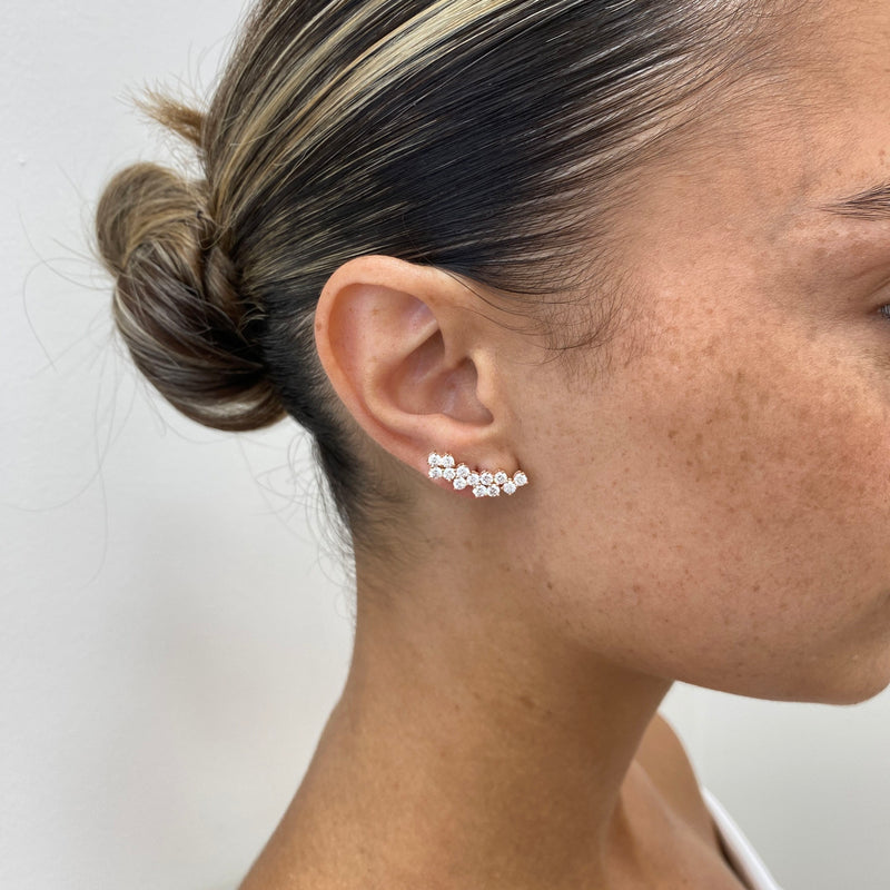 Diamond Climber Earrings 1.9 ct Rose Gold
