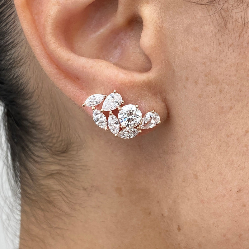 Diamond Stud Earrings 3.93 ct Rose Gold