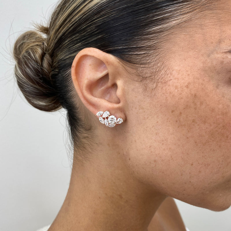 Diamond Stud Earrings 3.9 ct Rose Gold