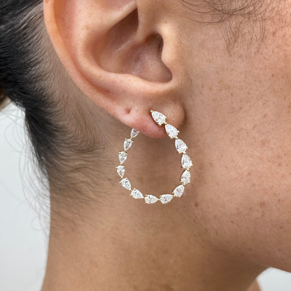 Diamond Hoop Earrings 3.55 ct Yellow Gold