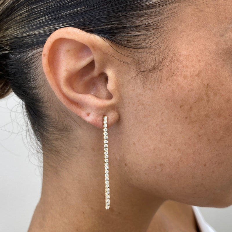 Diamond Drop Earrings 1.4 ct Yellow Gold