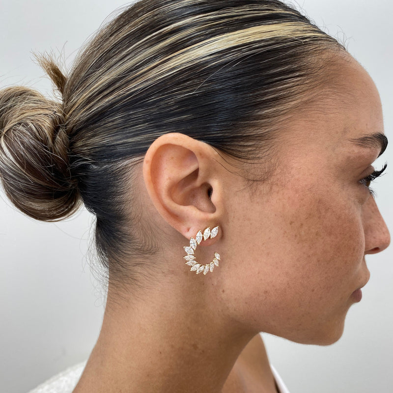 Diamond Hoop Earrings 3.7 ct Yellow Gold