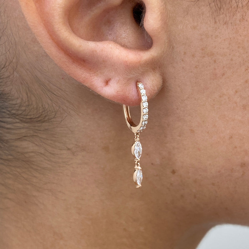 Diamond Dangle Earrings 0.87 ct Rose Gold